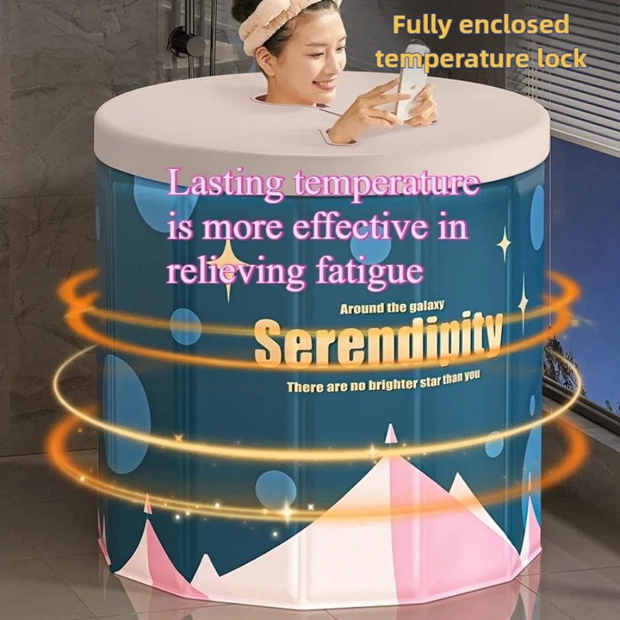 حوض استحمام جديد قابل للطي للبالغين، للاستخدام المنزلي، حوض استحمام مع غطاء عازل، حوض استحمام كامل الجسم للحمام الشتوي، سبا #4