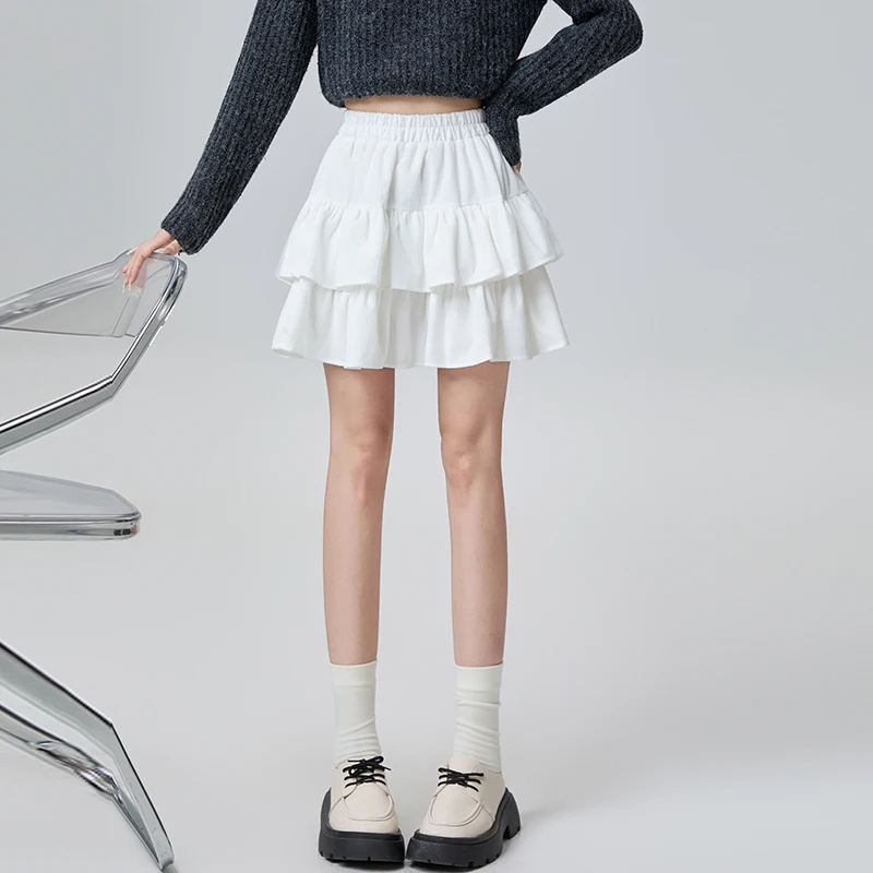 

Y2K Velvet Cake Skirt Women High Waist Fluffy Korean Ballet Style Anti Glare A Line Short Slimming Autumn Winter