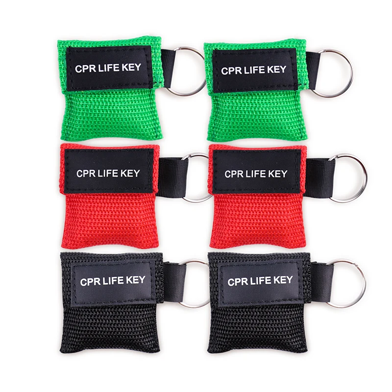 20/50Pcs Disposable One-way CPR Resuscitator Mask First Aid Emergency Breathing Face Shield Keychain Outdoor Emergency Survival