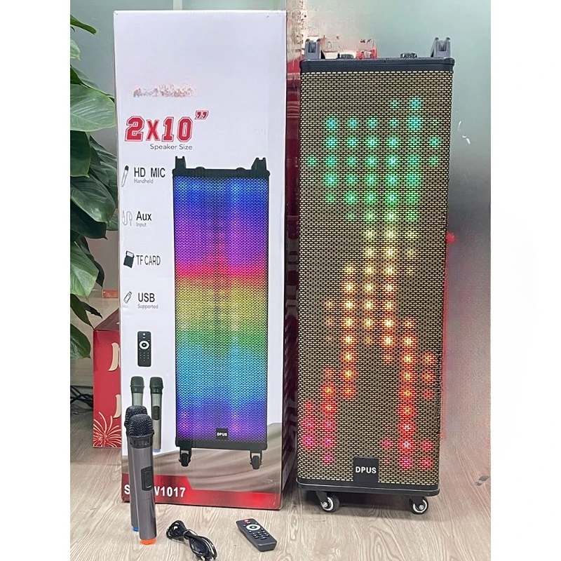 Bluetooth overweight bass karaoke speakers with wireless microphone, LED matrix lights, subwoofer, outdoor party speakers