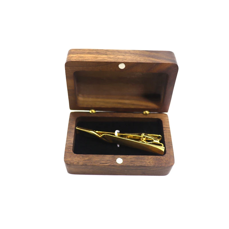 Solid Wood Black Walnut Window Exquisite Cufflink Box Sleeve Nails French Cufflink Collar Clip Box Package Gift Box