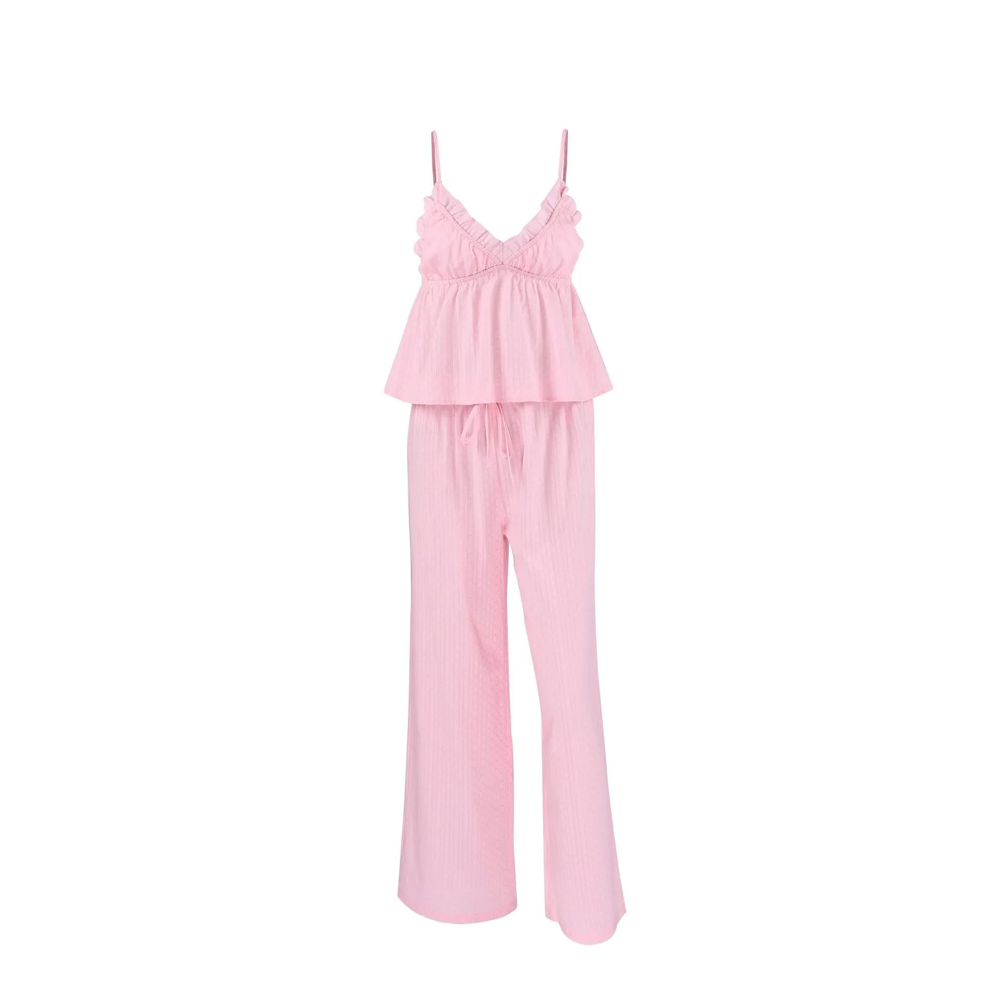 Jacquard Camisole Top Set with Full Length Thin Long Pants Two Set European and American Style for Women Bridal Photoshoot Wear