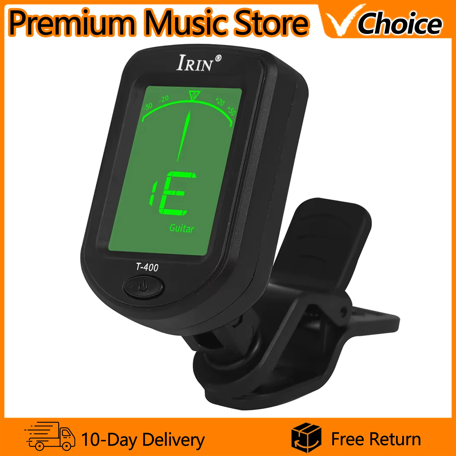IRIN T-400 Guitar Tuner Digital Clip-On Tone Tuner for Electric Ukulele Bass Violin Universal 360Degree Rotatable Sensitive