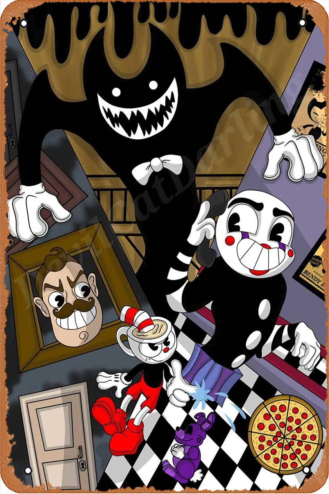 Affiche de jeu Cuphead Frères dans les bras, panneaux en métal vintage, 18 enseignes pour cafés, bars, PdécentrShop, décoration murale, panneaux rétro amusants