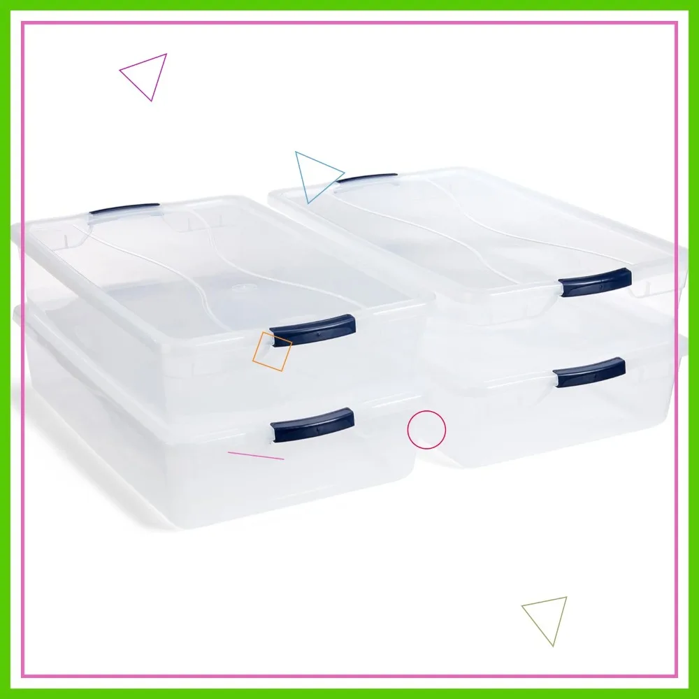 

Набор из 4 прозрачных пластиковых контейнеров для хранения объемом 42 кварты с крышками, для гаража, кладовки, класса