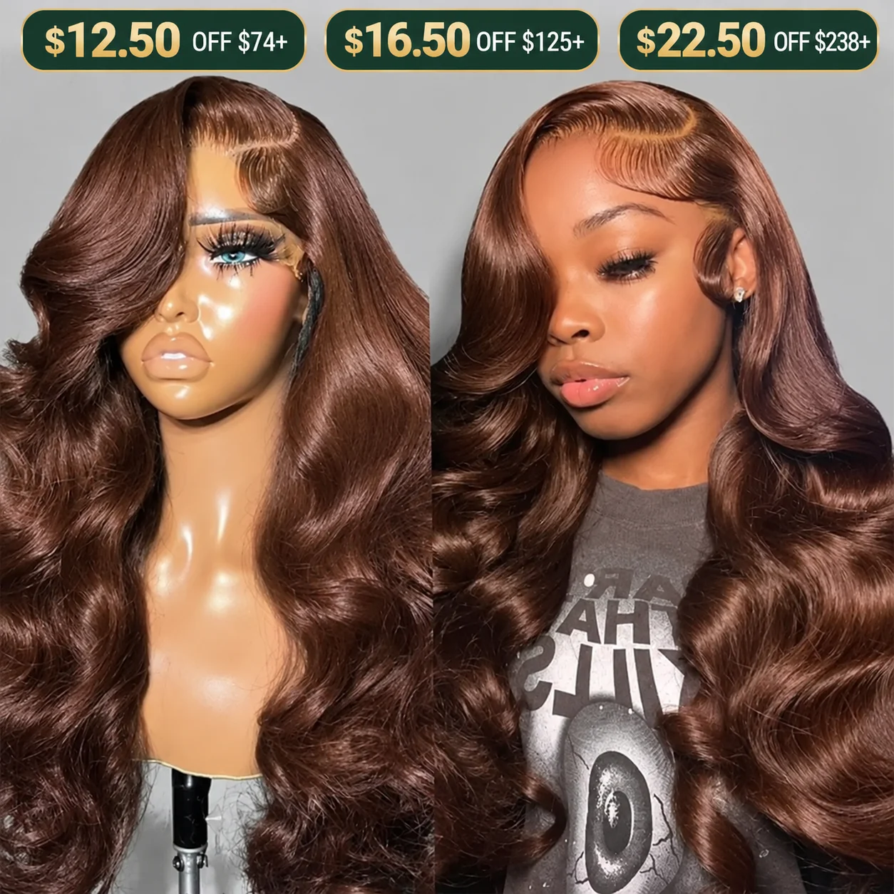13x4 13x6 Chocolate Brown Body Wave Lace Front Wig Transparent 4x4 5x5 HD Lace Frontal Wigs Preplucked Colored Human Hair Wigs