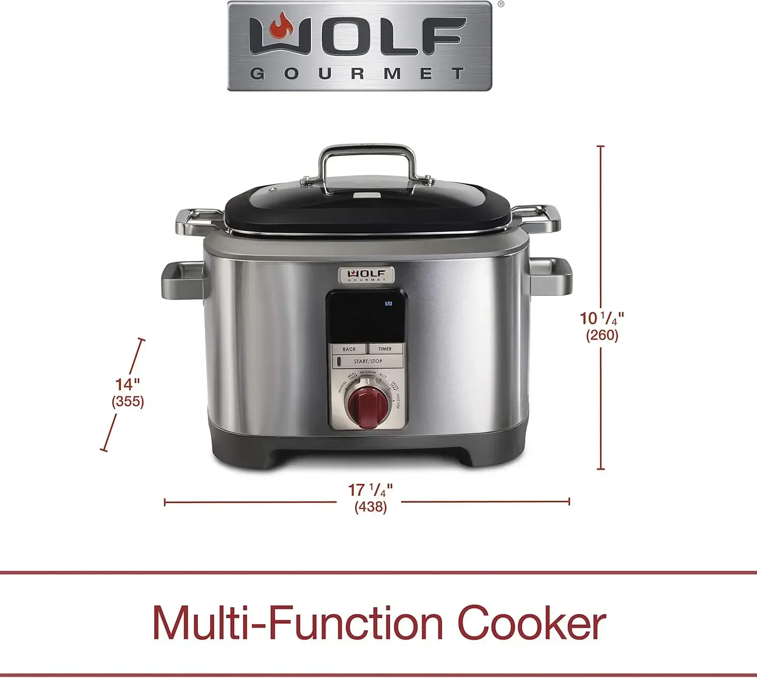 Olla múltiple programable Wolf Gourmet 6 en 1 con sonda de temperatura, 7 qrt, cocción lenta, arroz, salteado, Sear, Sous Vide, inoxidable