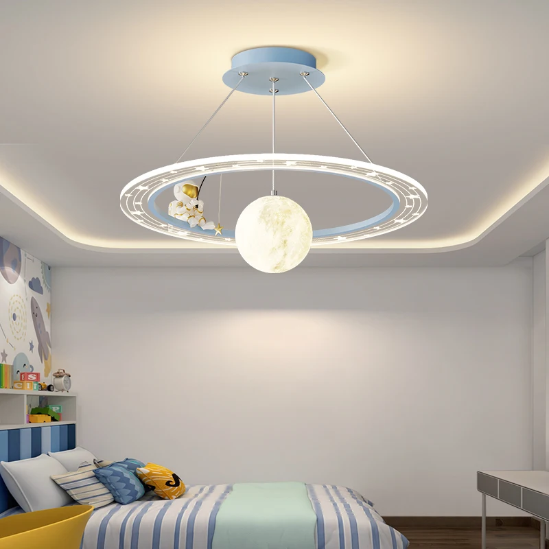 Imagem -02 - Lustre de Led para Astronauta Infantil Luz Criativa do Quarto Iluminação Nórdica Minimalista do Céu Estrelado Lustres Lâmpada do Quarto da Menina