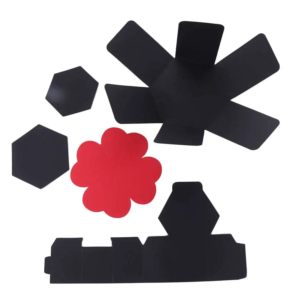 Álbum de fotos de explosão de papel caixa de presente auto-adesão artesanal multi-camada hexagonal explosão caixa scrapbook preto