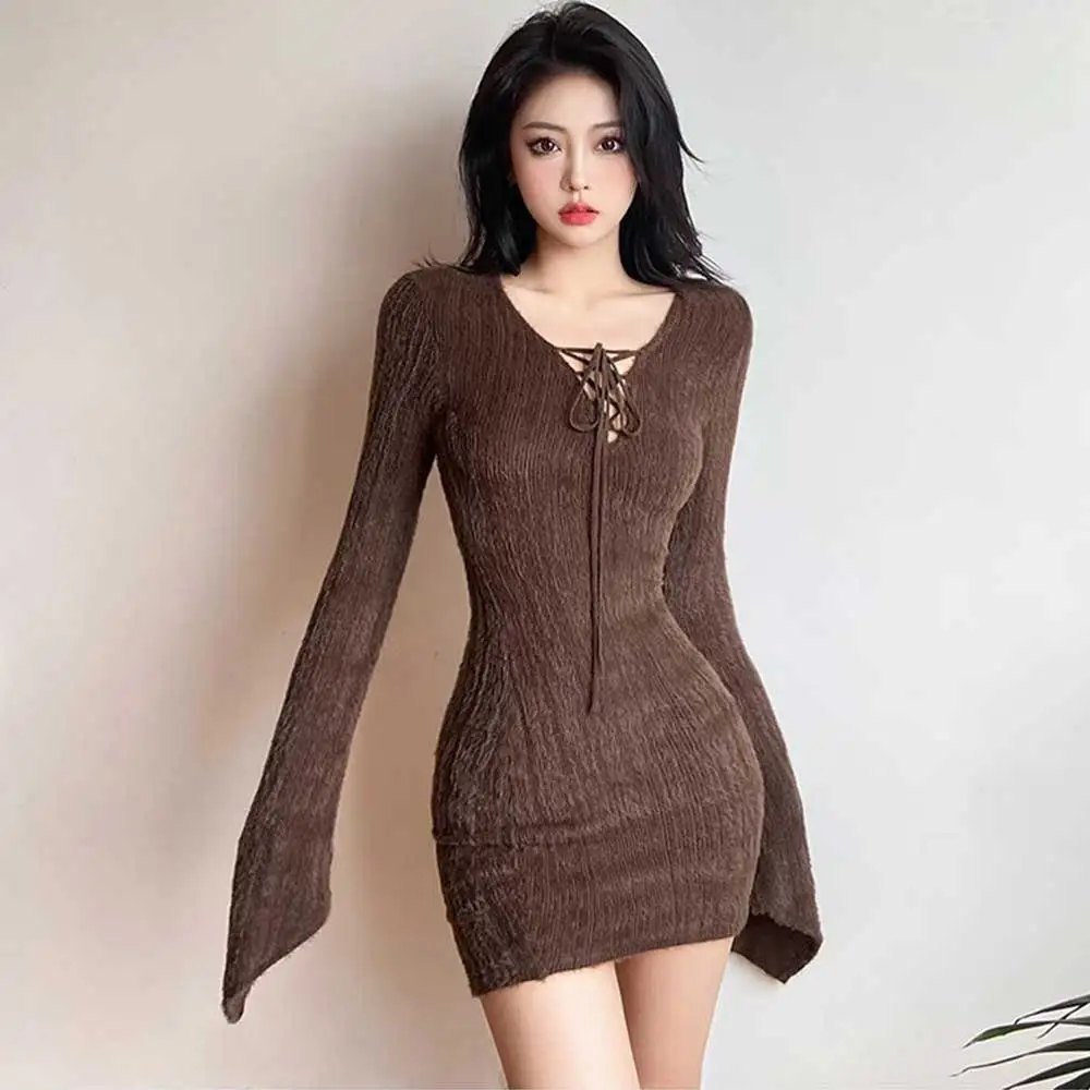 

Chic Short Skirt Light Wind Restoring Ancient Ways Women Long Sleeve Dress Sense Of Cultivate Morality Base Package Hip Dress