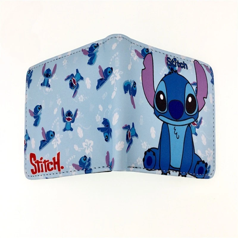 Stitch Wallet Stitch Angel Scrump Lilo Cartoon Cute Figure Short Fold in Half PU Portable MultiFunction Money Bag Men Women Gift