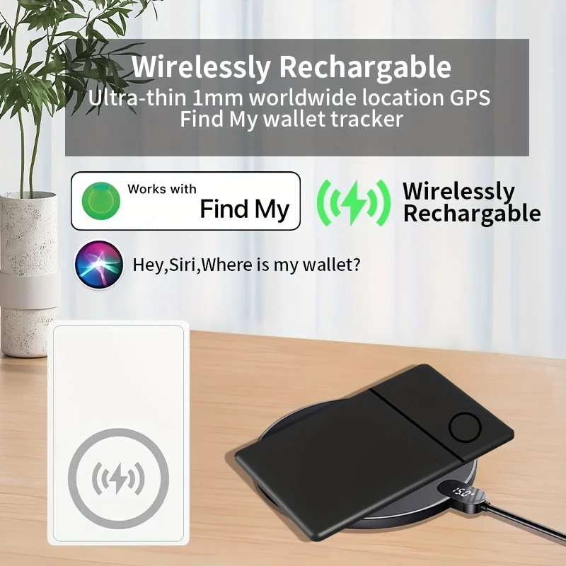 2024 NEW Wireless GPS Locator Card Finder - Long-Lasting Rechargeable Smart Tag for Wallets, Effortless Wireless Charging