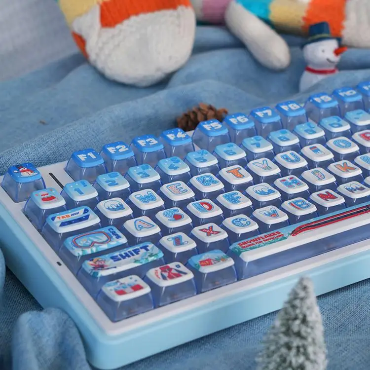 

First snow transparent keycap pbt hot sublimation double leather milk asa custom mechanical keyboard transparent keycap 87 keys