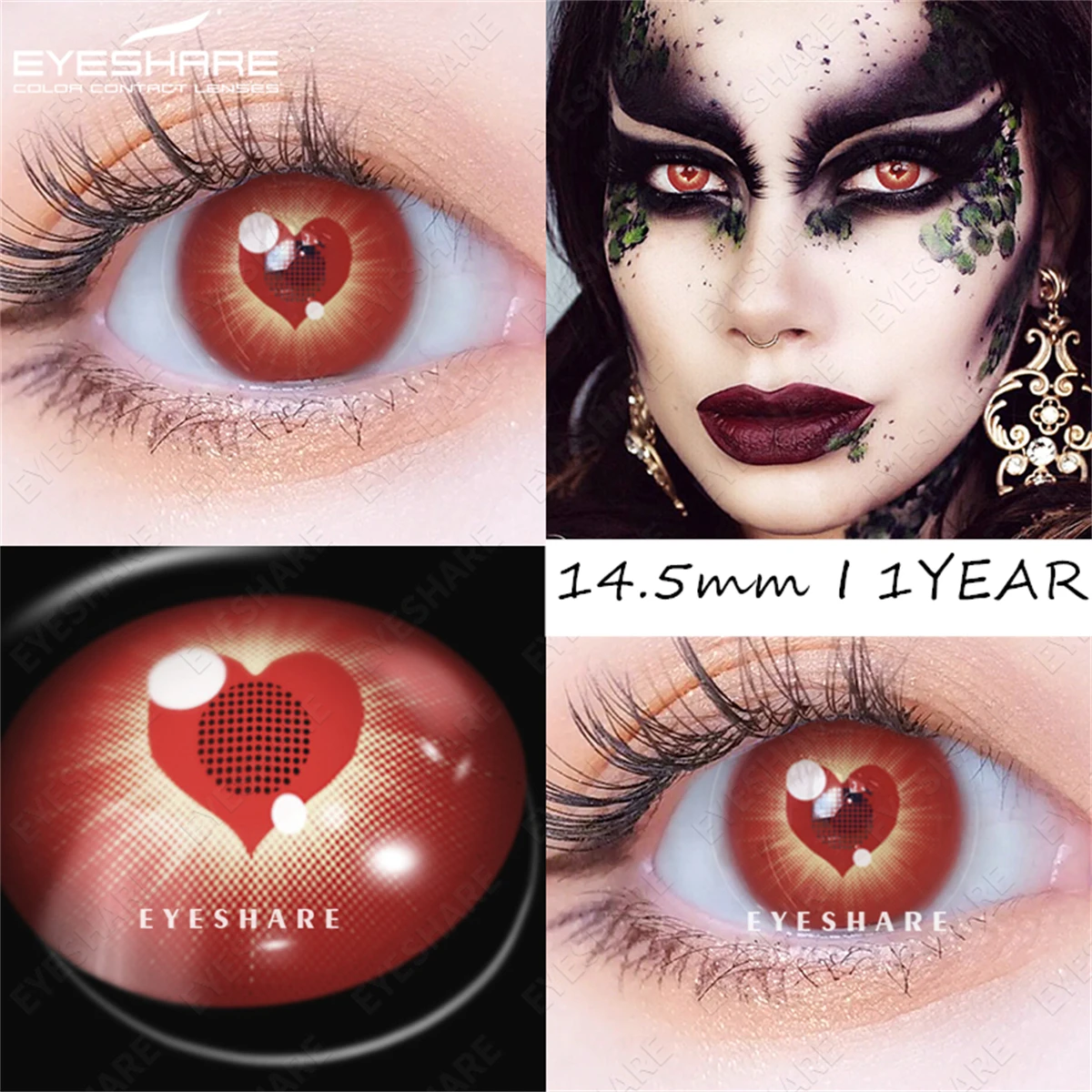 EYESHARE Halloween Color Contact Lenses For Eye Red Crazy Lenses Cosplay Contact Lenses Eyes Beauty Makeup Lens Year 1pair(2pcs)