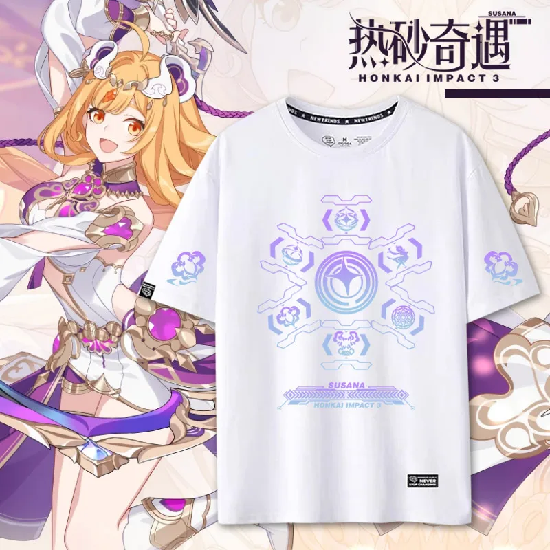 Anime Honkai Impact 3 Susana Cosplay Summer Fashion Casual Cotton Short Sleeve T-shirt Tops Women Men Tee Pullover Student