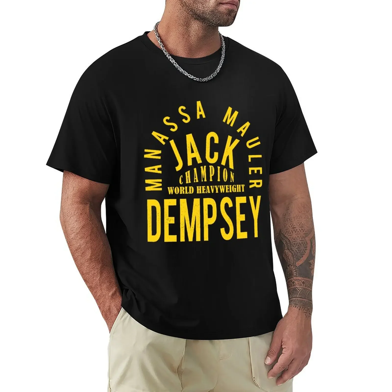 Jack Dempsey known as the Manassa Mauler in yellow T-Shirt aesthetic clothes street wear custom t shirt compression shirt men