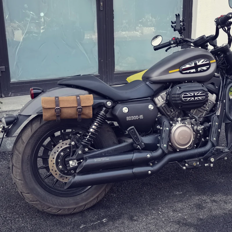Vintage Flash 350 300 Side Bag Jinjila Greystone 300 Motorcycle Canvas Locomotive Universal Front Small Hanger