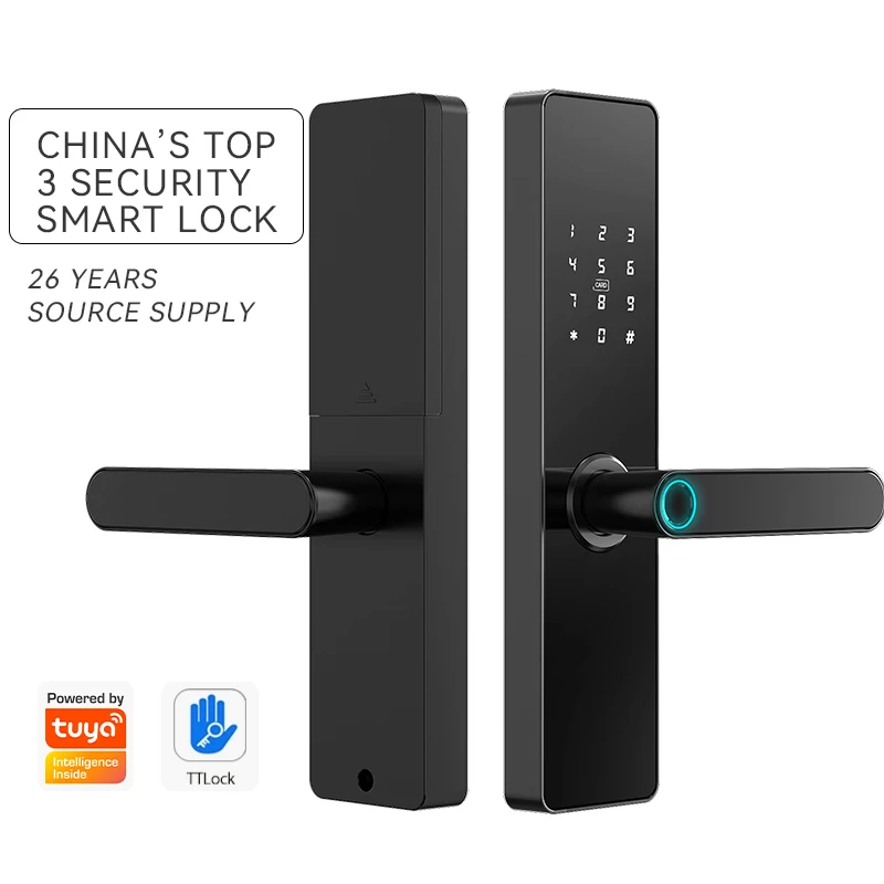 Security Electronic Handle Digital Ttlock Cerraduras Inteligentes Con Wifi Keys Fingerprint Smart Door Lock Tuya