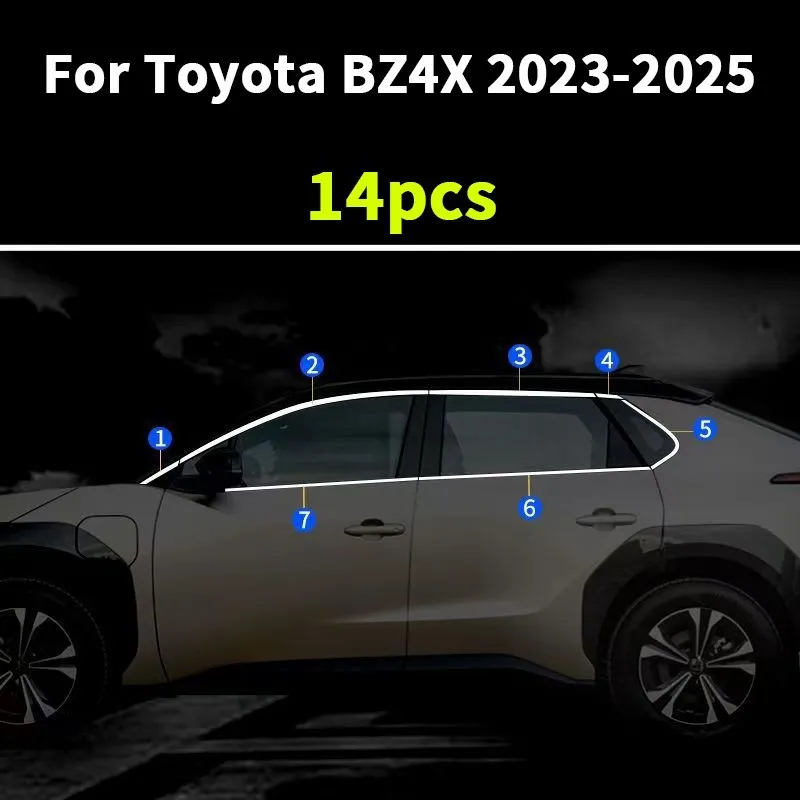 

14X Chrome steel Car Body Door Side Molding Cover Trim For Toyota BZ4X 2023-2025