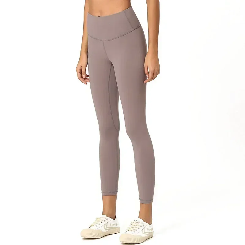 Yoga Damen doppelseitig gebürstete enge Hose mit pfirsichfarbenem Gesäß, hohe Taille, hebendes Gesäß und schlankmachende Fitnesshose