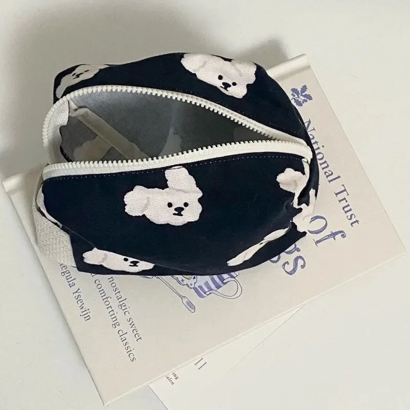 BOMO Cute Wallets for Women Dog Print Zip Card Wallet Korean Style Fashion Casual Canvas Coin Purse Square Bags Pretty Purses