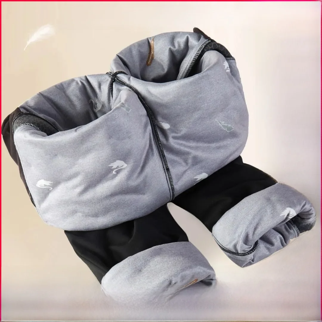 

Warmth Men's down Trousers Elastic Waist Outdoor Wearable Long Pants Autumn 2024 Youth Casual Sle Color Blo Pattern