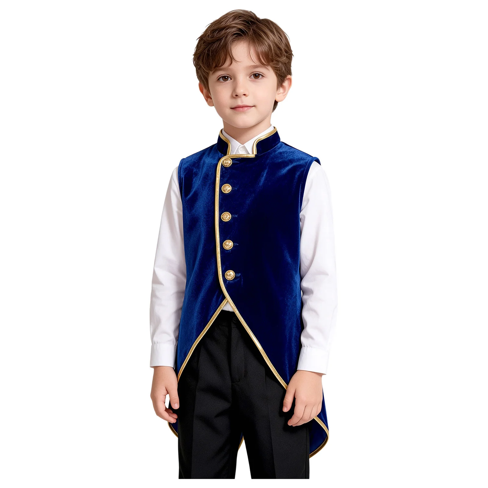 Chaleco de Terciopelo Retro Medieval Renacentista para Niños, Traje de Vampiro para Fiesta Temática de Carnaval de Halloween, Esmoquin Victoriano Steampunk