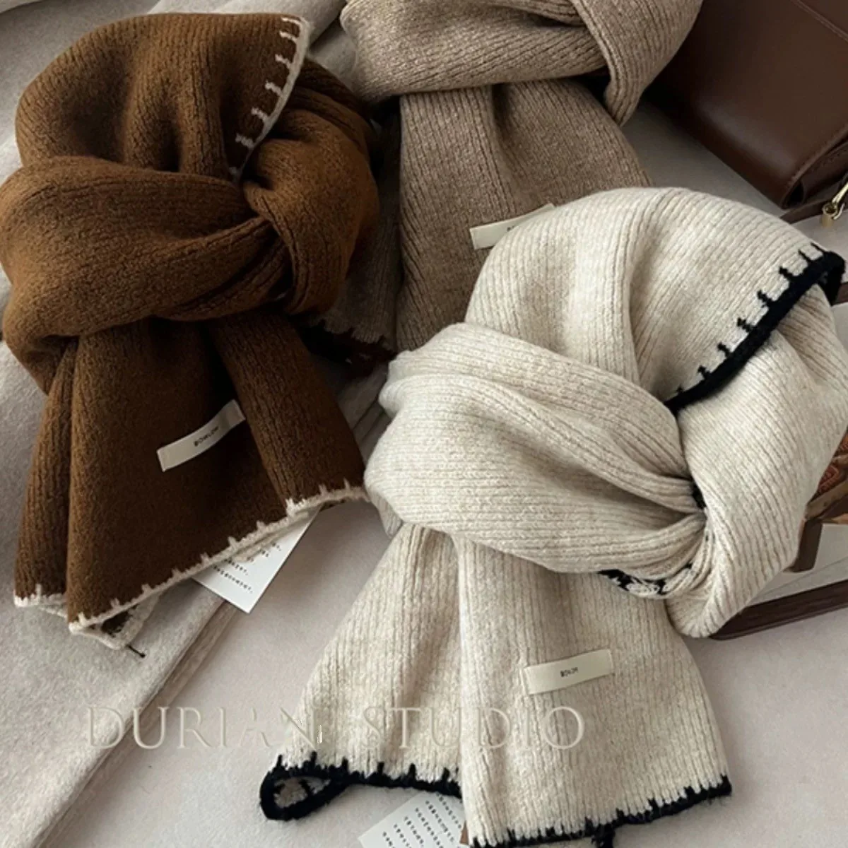 2025Winter Warme Sjaal voor Vrouwen Mannen Herten Elanden Dubbelzijdig Gebreide Sjaals Mode Veelzijdige Wollen Sjaal Meisjes Kerstcadeau