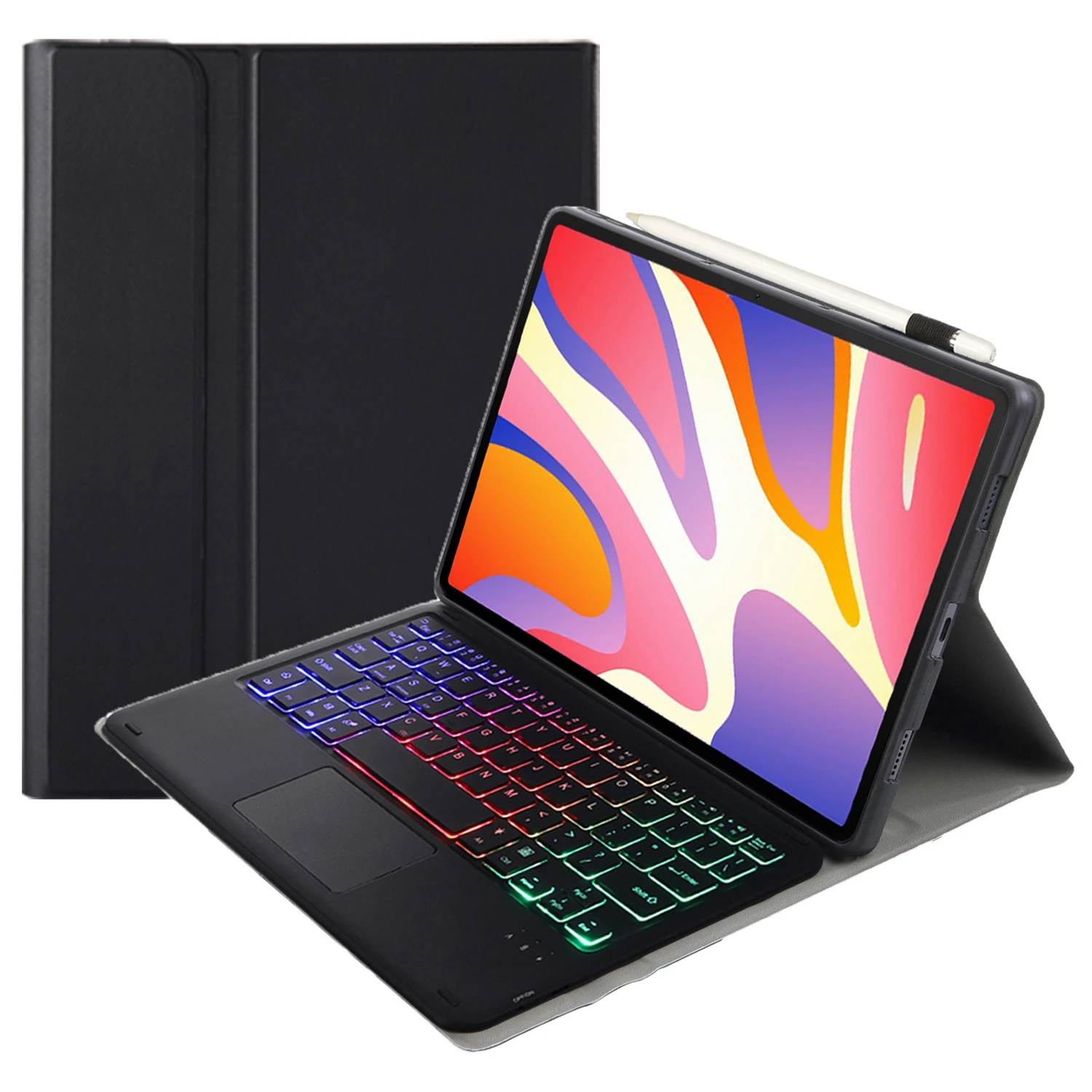 

AH17-AS For Huawei MatePad 11.5 Leather Tablet Case + Backlit Bluetooth-compatible Keyboard with Touchpad - Black