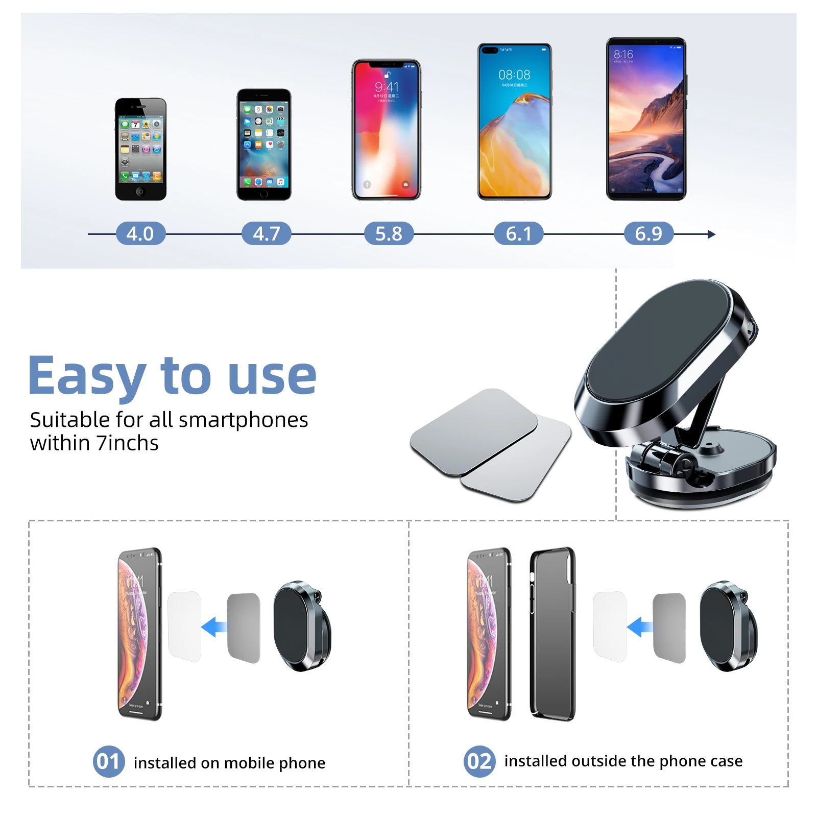 Soporte magnético de teléfono para coche, accesorio giratorio de 360 grados, plegable, para salpicadero, navegación