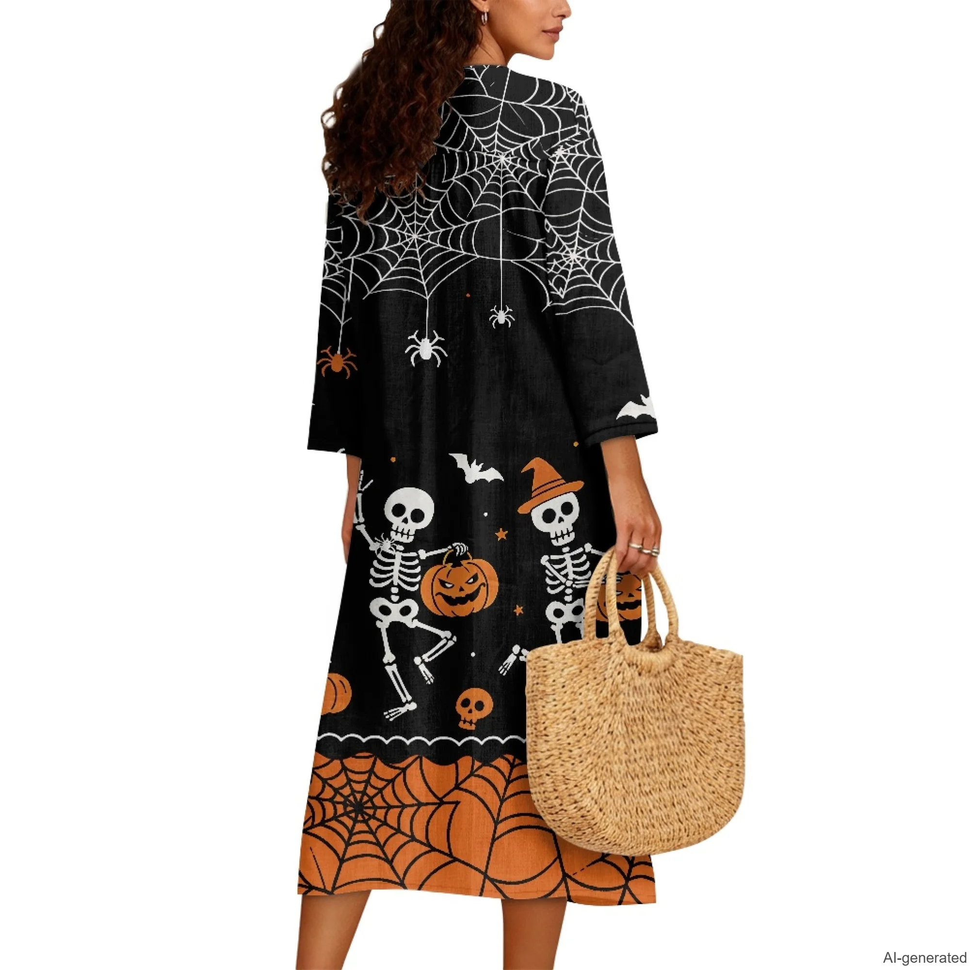 XIXIRIMIDO 2026 New Collection Women's Linen Casual Dresses Vintage Gothic Halloween V-neck Ladies Holiday Party Cheap Clothing