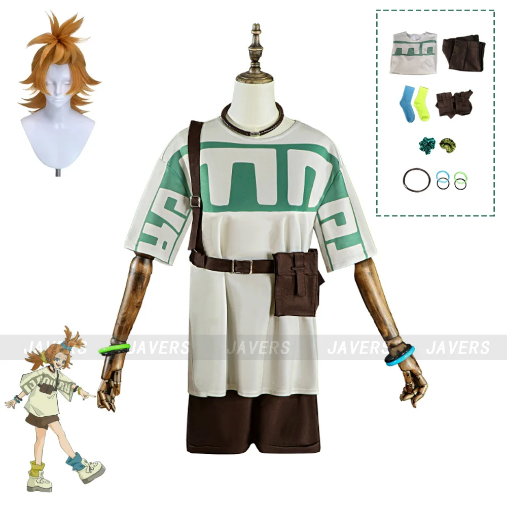 

Game Gachiakuta Remlin Tysark Cosplay Costume Green Top Shorts Uniform Set Man Woman Cute Halloween Role Play Party Suit