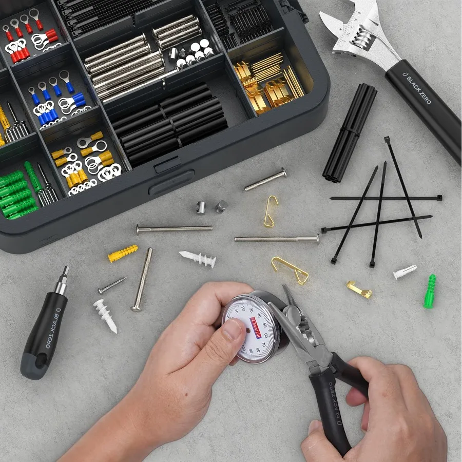 Набор ручных инструментов DIY Набор аксессуаров Инструменты с отверткой, гаечный ключ, молоток, лента, плоскогубцы, круглые клеммы холодного прессования, шестигранная головка Ca