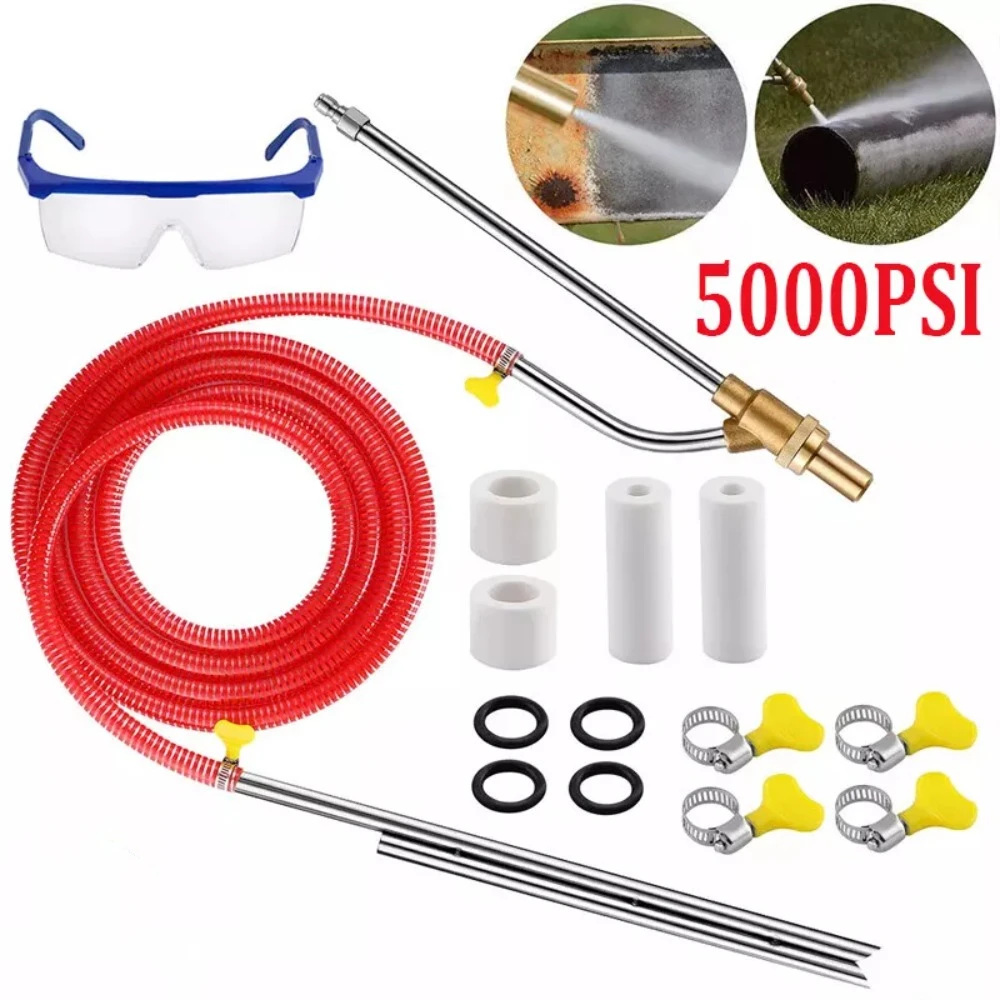 

5000PSI Pressure Washer Sandblasting Kit Quick Disconnect High Pressure Wet Abrasive Sand Blaster Attachment Industrial