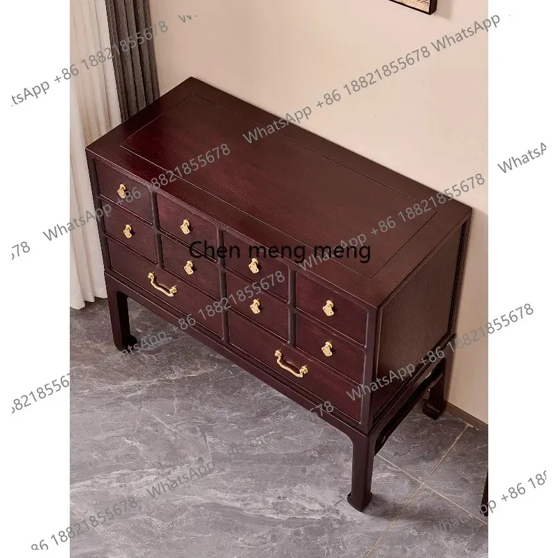 K153 10 Chest of Drawers Chinese Multi Drawer Storage African Small Leaf Rosewood Chinese Medicine Entrance Cabinet Solid Wood