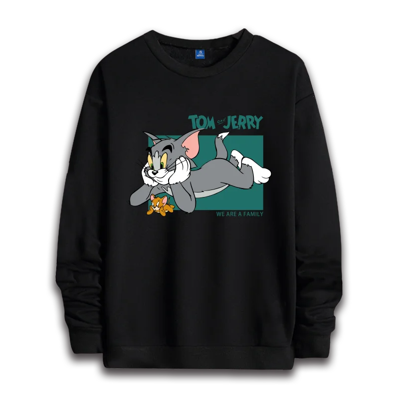 Tom and Jerry couple hoodie couple round neck top casual loose top women\'s hoodie women\'s round neck top trendy fashion hoodie