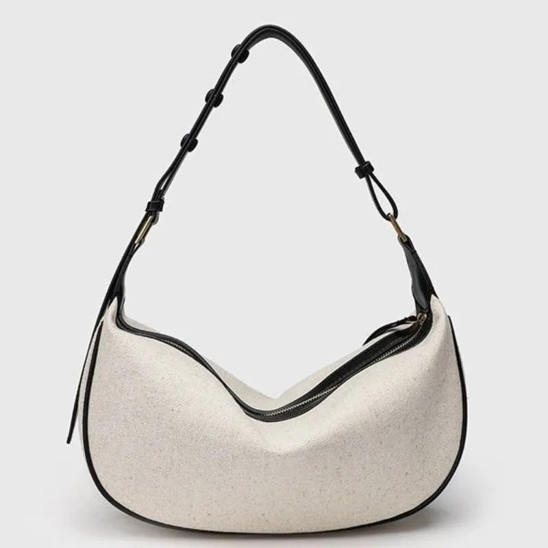 Fashionable and minimalist bag 2026 new canvas shoulder and armpit bag, casual and versatile women's bag