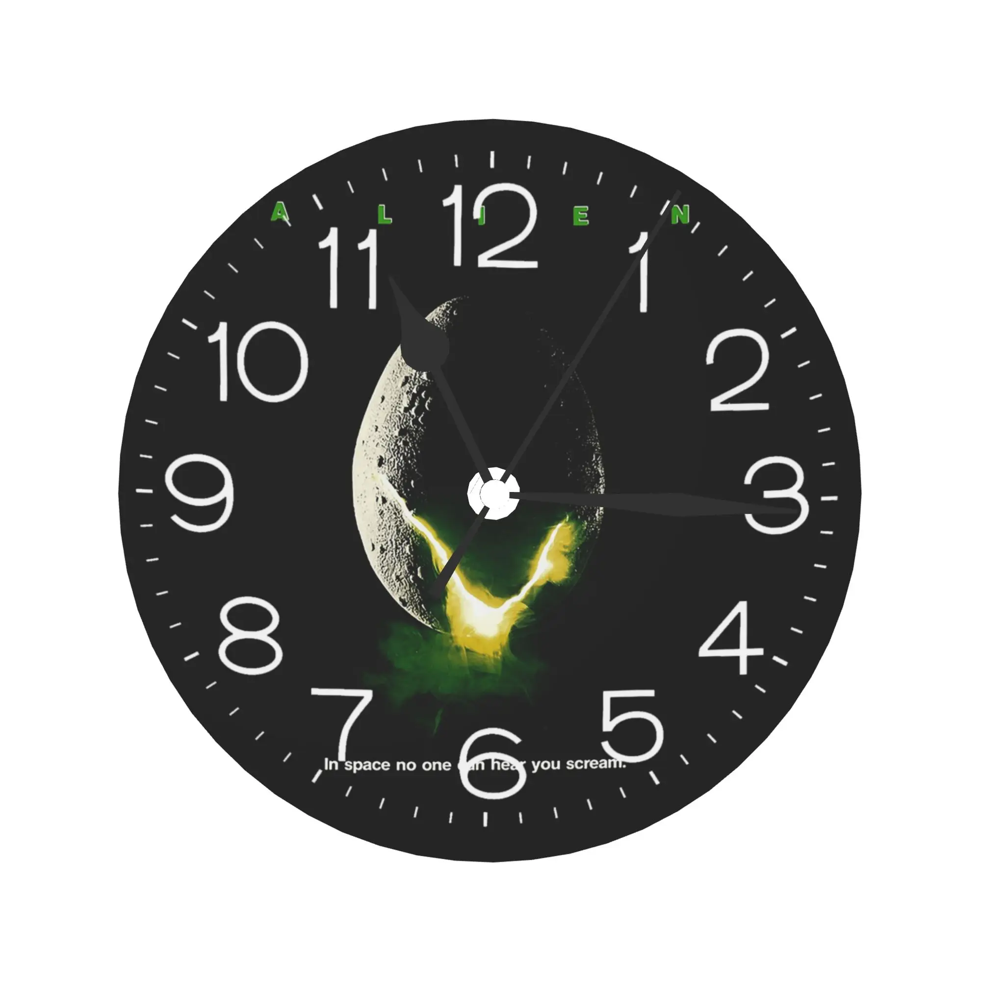 Alien Egg Horror Vintage Film Wall Clock Room Decoration Silent Round Clock for Bedroom Living Kitchen Home