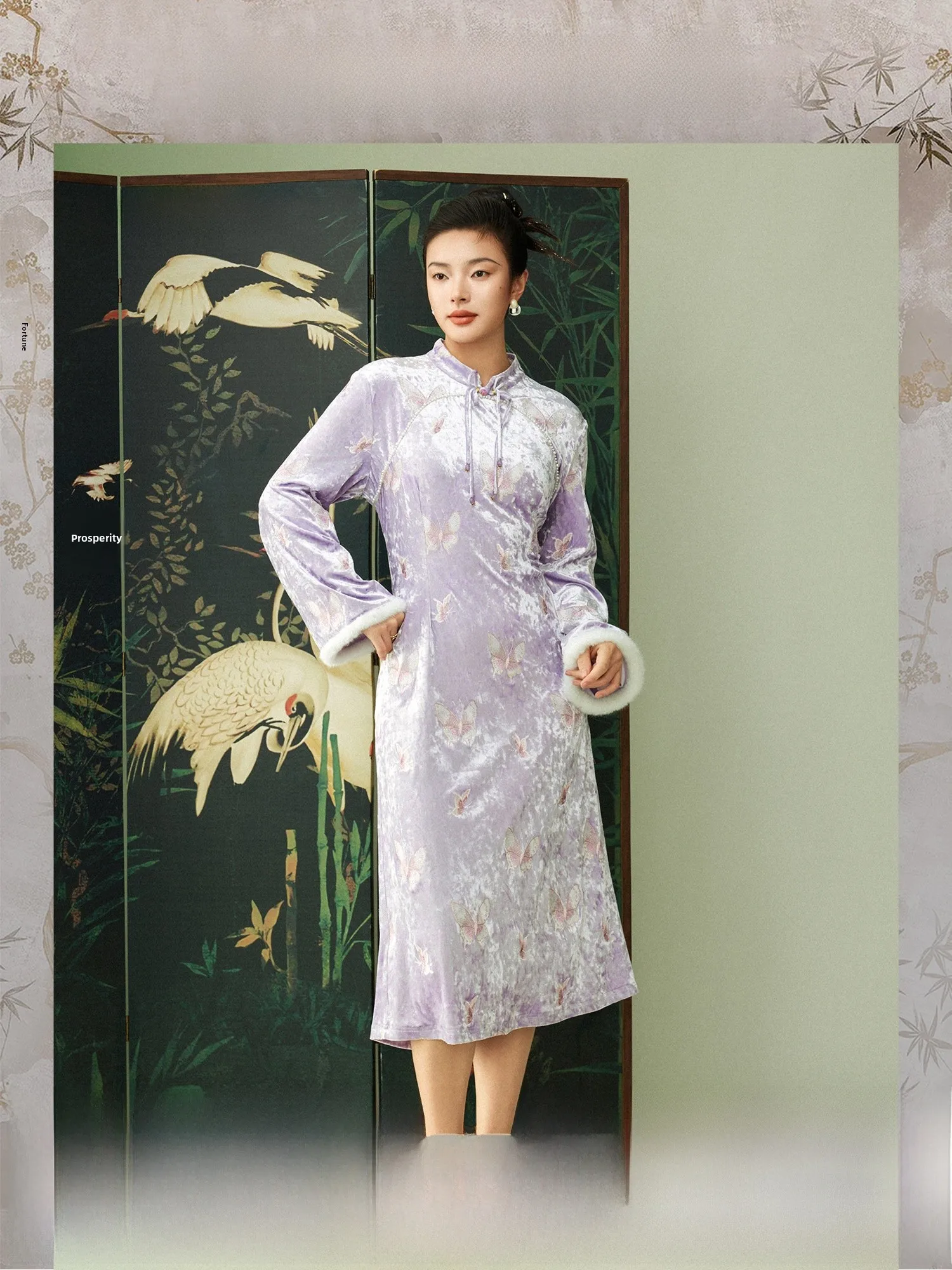 

Платье Plusmall Purple Mist Fraant Cloud: Новое китайское бархатное платье с вышивкой, осенне-зимняя новинка, длинное платье