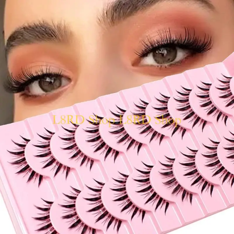 L8rd 10 Paar natürliche Wimpern weiche Wimpern Streifen Wimpern handgefertigtes falsche Wimpern