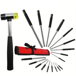 9Pcs Tactical Roll Pin Punch Set Hunting Remover Pin Punch Tools Kit Heavy Duty Steel Pistol Accessories Round Head Pins Punch