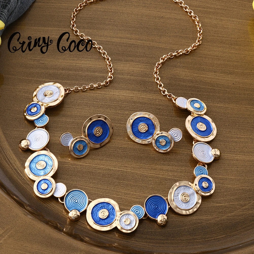 Cring Coco 2024 New Classic Round Pendant Necklaces Set Women's Earrings Jewelry Sets Necklace for Women Luxury Valentine's Day