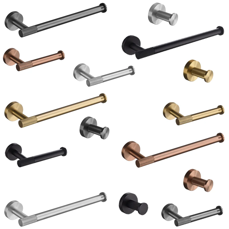 Bathroom Accessories Set Hardware Kit Wall Mount Hand Towel Bar Rack Toilet Roll Paper Holder Robe Hook