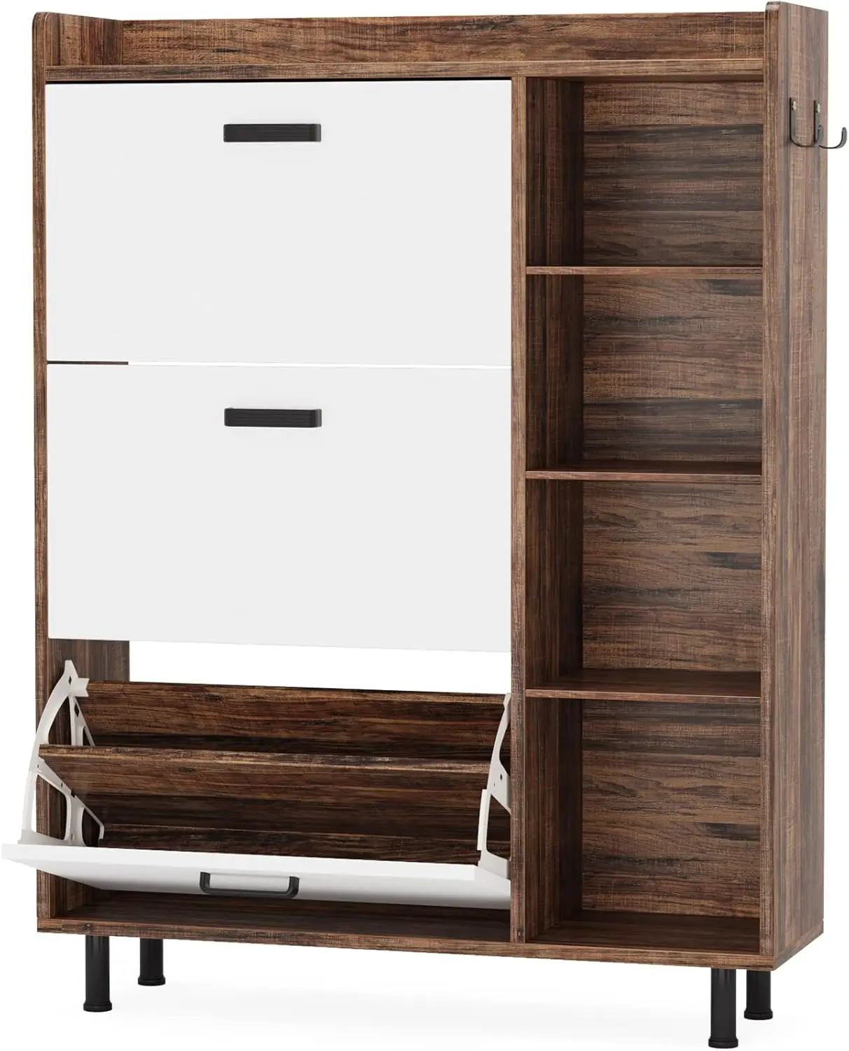 

Freestanding Shoes Storage Cabinets with 3 Flip Drawers and Open Shelves for Entryway