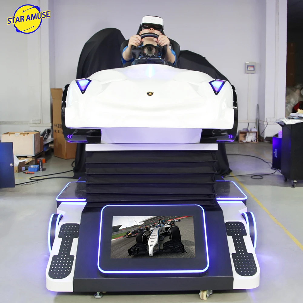 VR Cinema Video Games Machine Indoor Sports Driving Racing Simulator Shopping Mall White Fiberglass Airport Trampoline Park