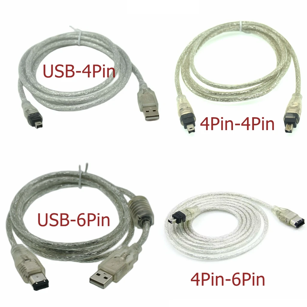 كابل FireWire 1394 IEEE 400 6PIN إلى 4PIN بيانات لكاميرات DV IEEE 1394 كابل Firewire USB 2.0 إلى 4pin و4pin إلى 6pin 4pin