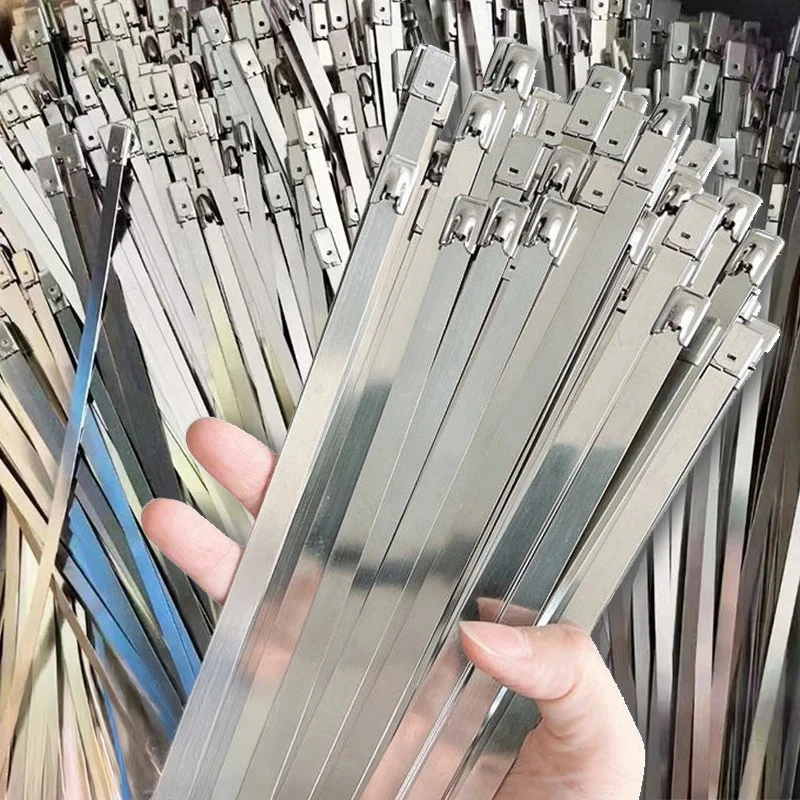 100PCS 304 Stainless Steel Zip Ties Width 4.6mm Heavy Duty Multi-Purpose Self-Locking Cable Ties for Machinery Vehicles Exhaust image 3
