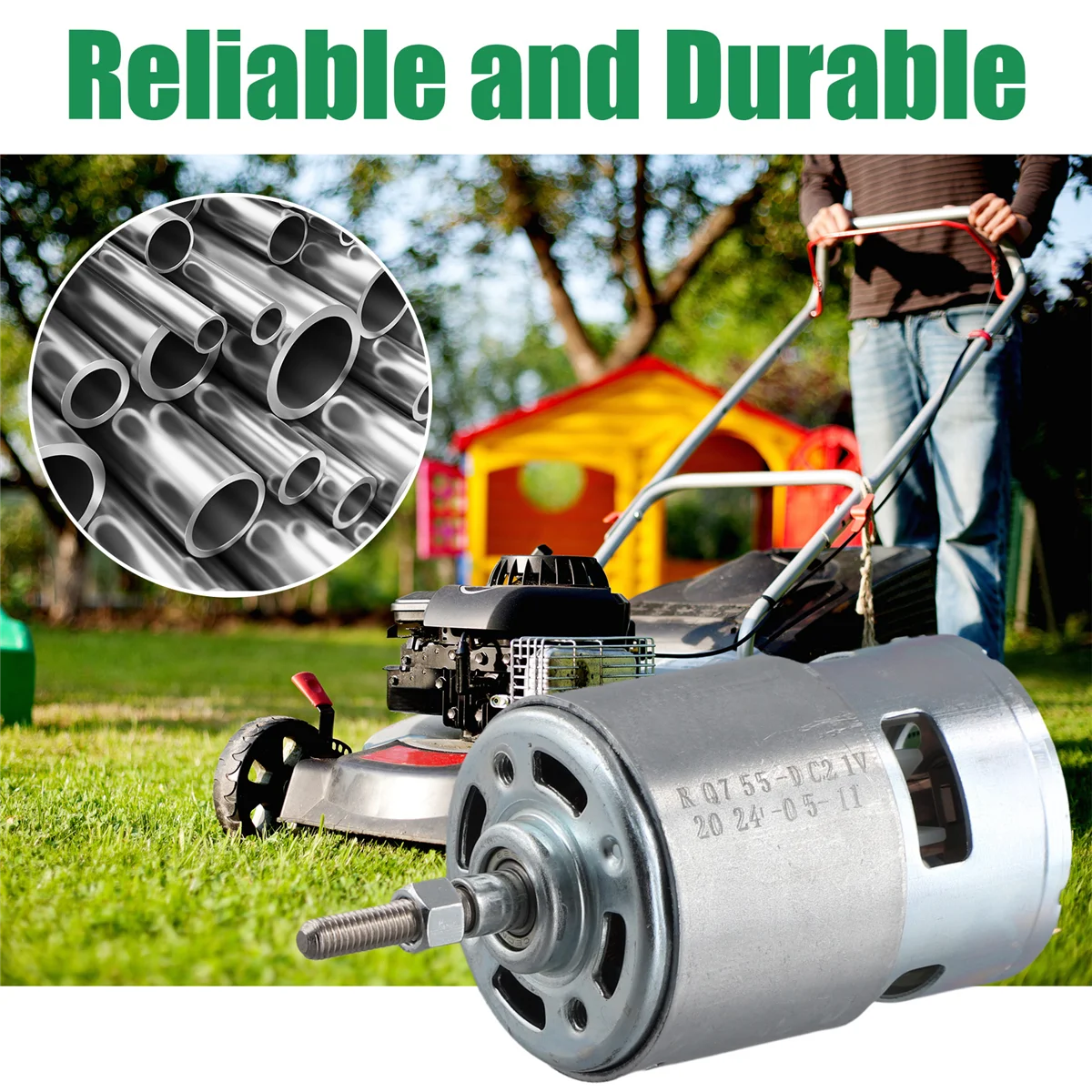 

ABKM 755 DC Motor for Weed Trimmer 21V Grass Cutter Motor with Long Shaft for Efficient Weed Cutting and Trimming