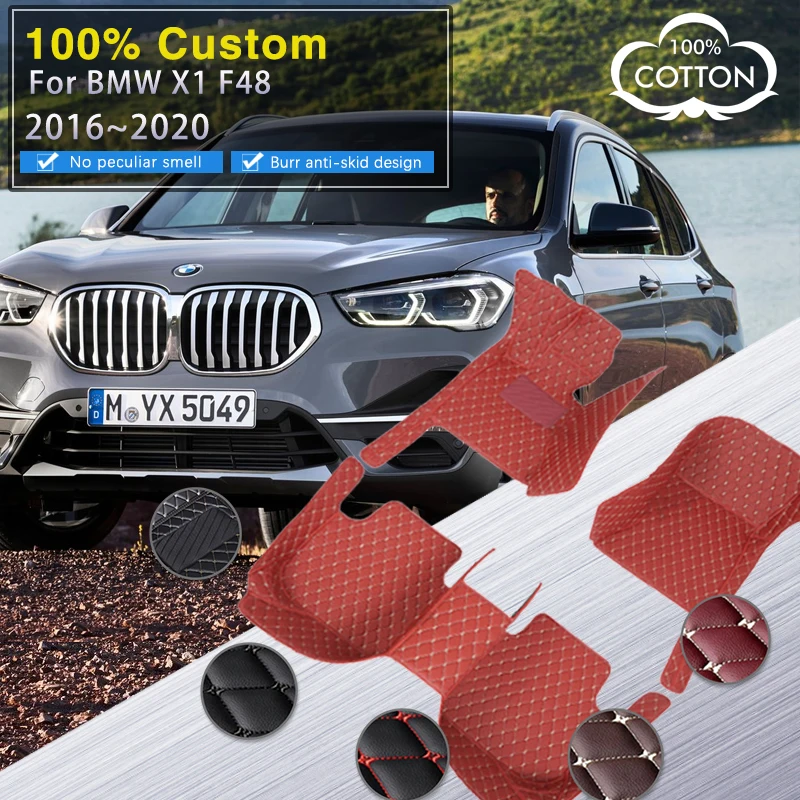 

Car Floor Mats For BMW X1 F48 Mk2 2016~2020 Leather Luxury Mat Protective Pad Rug Covers Carpet Car Accessories Interior Parts