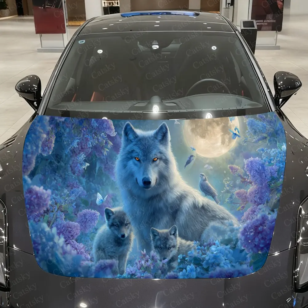 

Виниловая пленка для автомобиля Wolf Pack, водонепроницаемая наклейка на капот автомобиля из материала ПВХ, самоклеящиеся устойчивые к царапинам наклейки для крышки двигателя